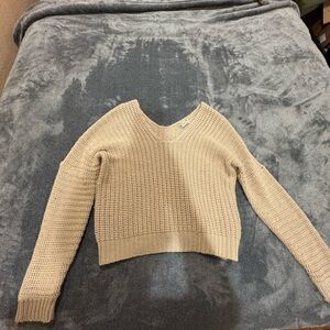 Poof! Women's V-Neck Sweater in Beige